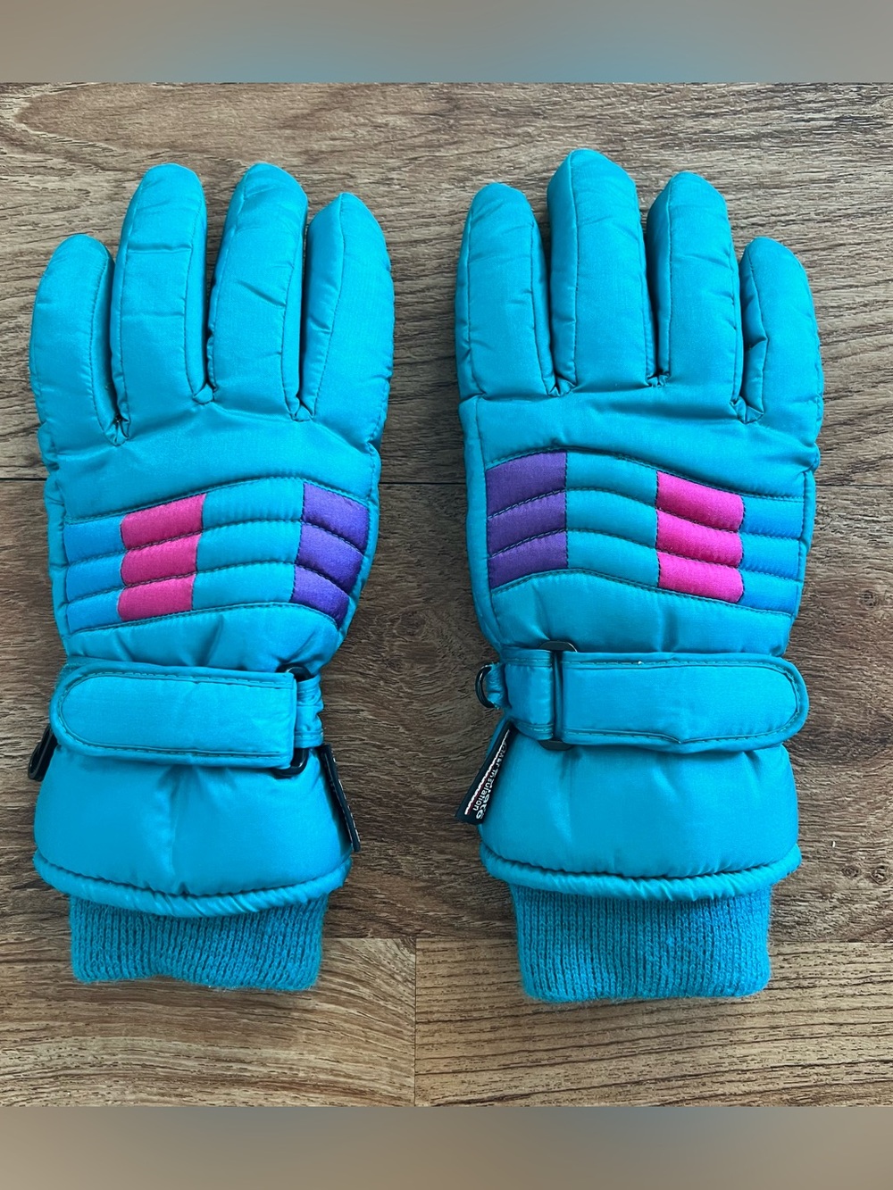 Vintage 80s Thinsulate Gloves Pink Teal Purple Gloves